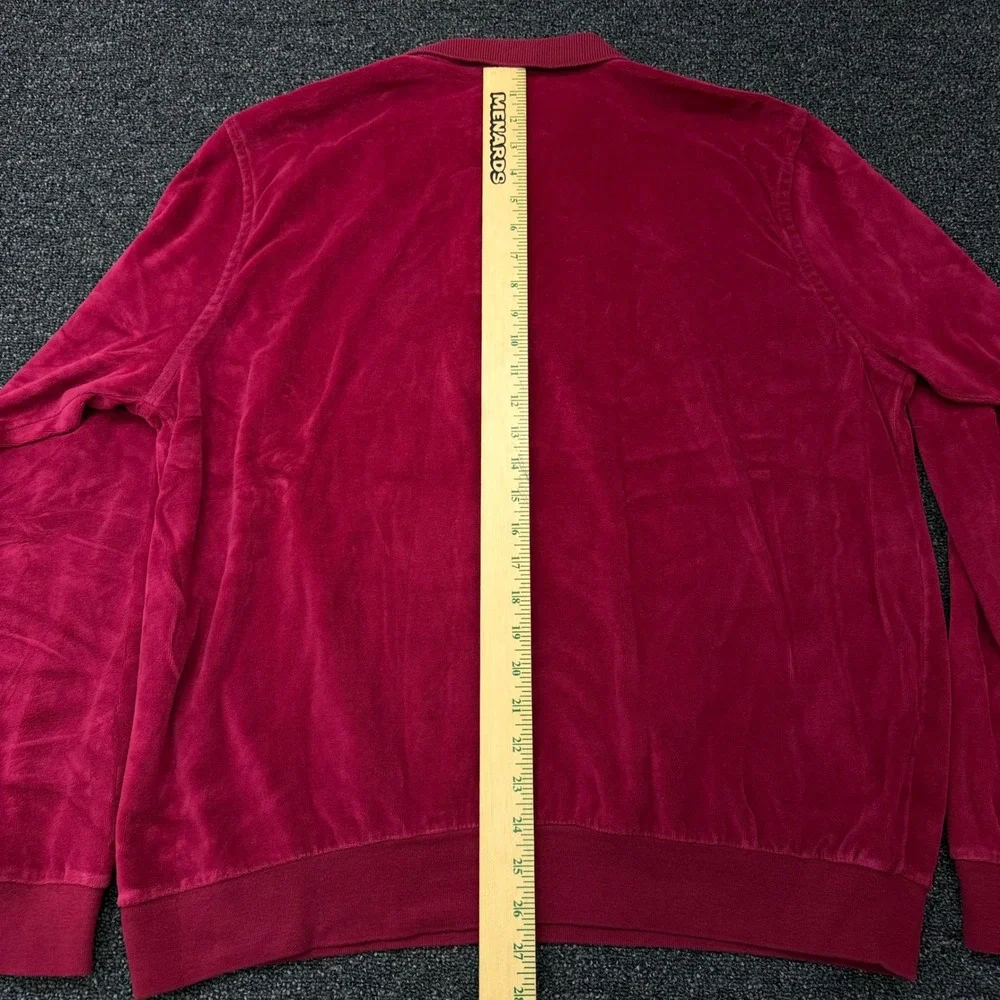 Vintage LL Bean‎ Velour Polo Shirt Mens XL  Long Sleeve Burgundy Red Made in USA